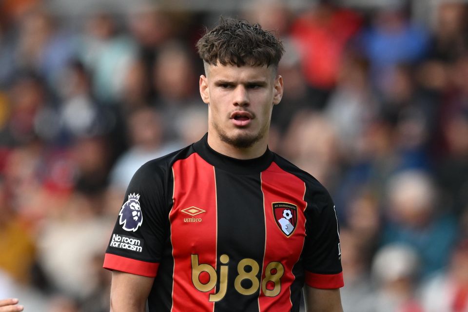 Milos Kerkez of AFC Bournemouth during a Premier League match.
