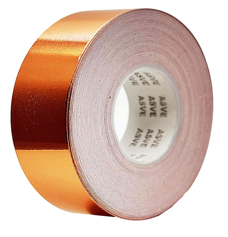 Roll of adhesive copper slug tape.
