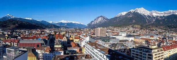 Panoramic view of Innsbruck and the alps