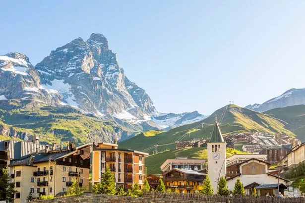 Breuil-Cervinia village with Cervino mount (Matterhorn) in the background, Valle d'Aosta