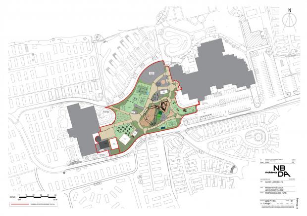 Site plan for Presthaven Sands Holiday Park's proposed village refurbishment.