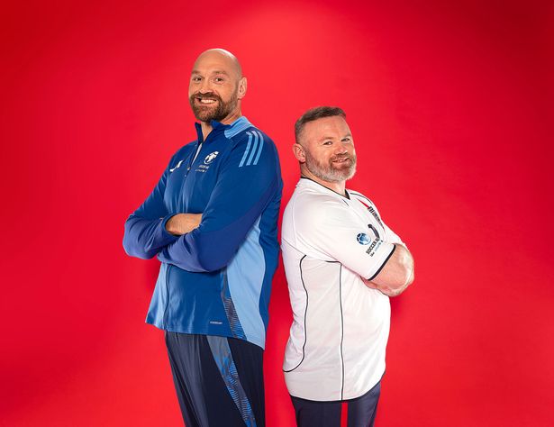 Old Trafford plays host to the world’s biggest celebrity charity match with Tyson Fury and Wayne Rooney set to co-manage England