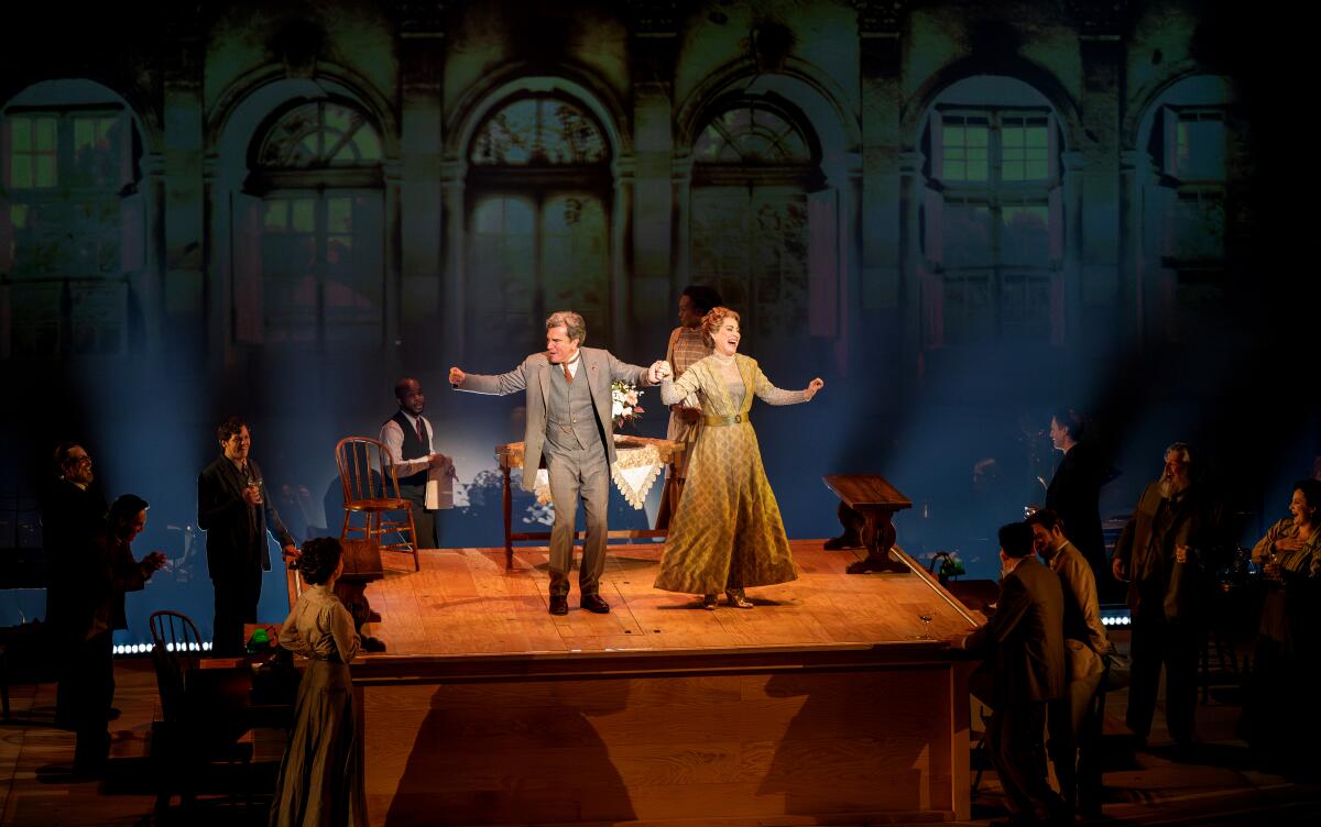 Chris Shyer, Alison Ewing and the national touring company of "Parade," opening at the Ahmanson Theatre on June 17.