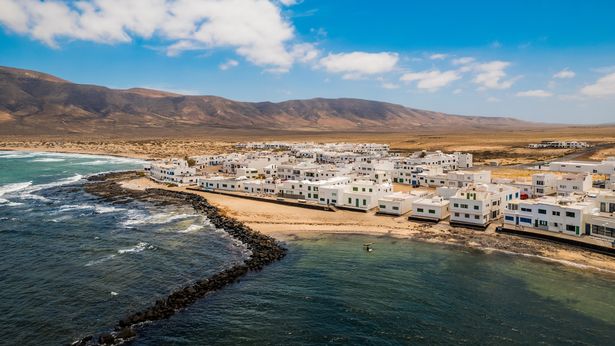 Aerial view of Caleta de Famara village