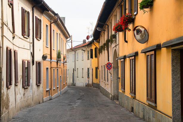 A typical street of Carate Brianza (Monza, Lombardy, Italy) with old houses