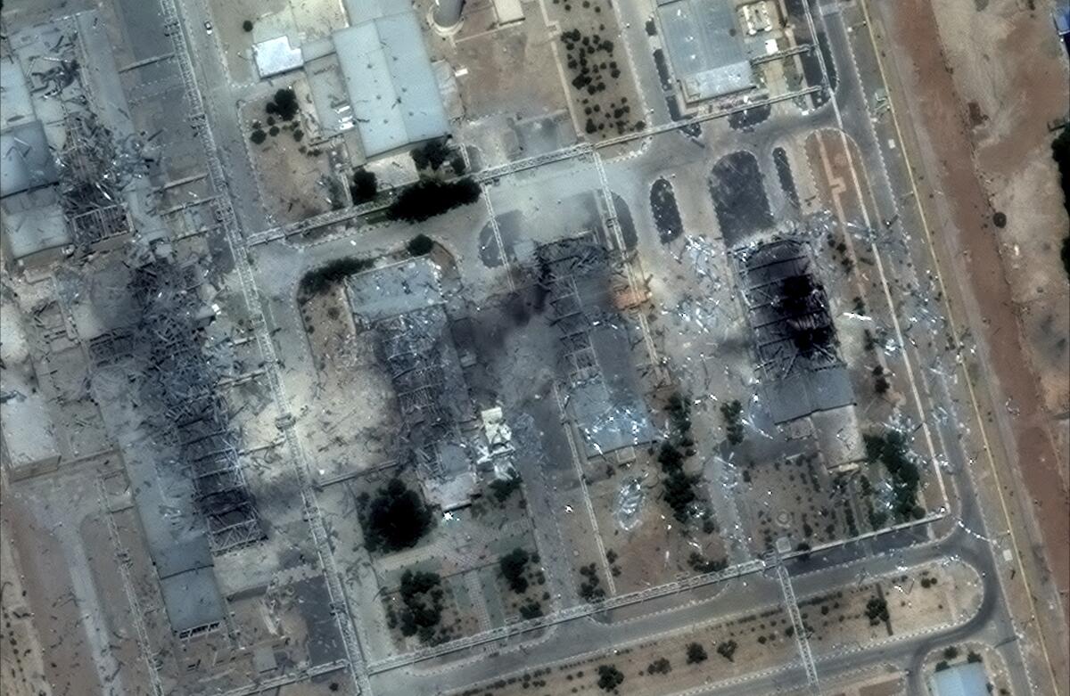 Satellite image showing the Isfahan nuclear facility in Iran after U.S. strikes. 