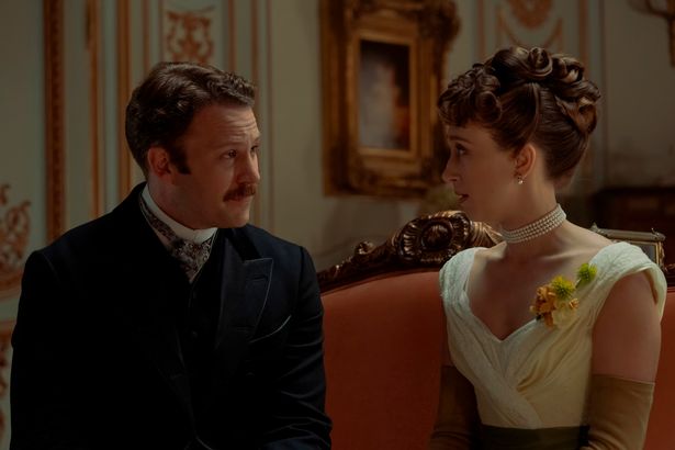 Taissa Farmiga (right) portrays socialite Gladys Russell in The Gilded Age - a young woman used as a pawn in her parents' social and business ffairs