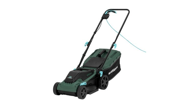 Green and black lawn mower.
