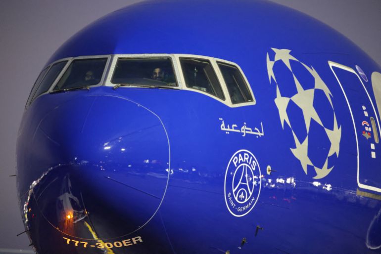  Club World Cup Paris St Germain arrive in Los Angeles ahead of Club World Cup - Los Angeles, California, U.S. - June 10, 2025 Paris St Germain players arrive in Los Angeles on an airplane with the PSG logo ahead of the Club World Cup 