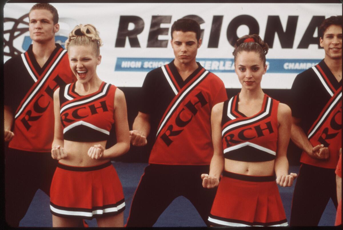 Male and female cheerleaders in the 2000 movie "Bring It On."