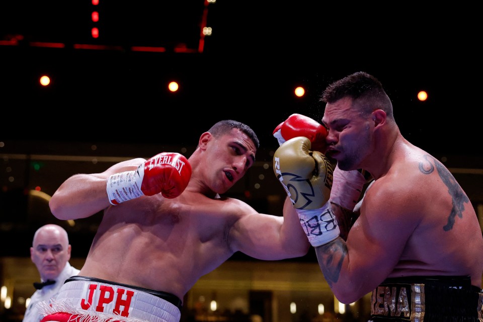 Boxing - Justis Huni v Kevin Lerena - Kingdom Arena, Riyadh, Saudi Arabia - March 8, 2024 Justis Huni in action against Kevin Lerena REUTERS/Andrew Couldridge