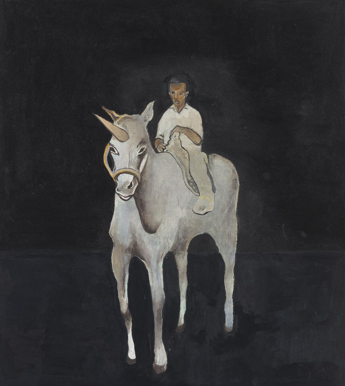 Noah Davis, "40 Acres and a Unicorn," 2007, acrylic and gouache on canvas