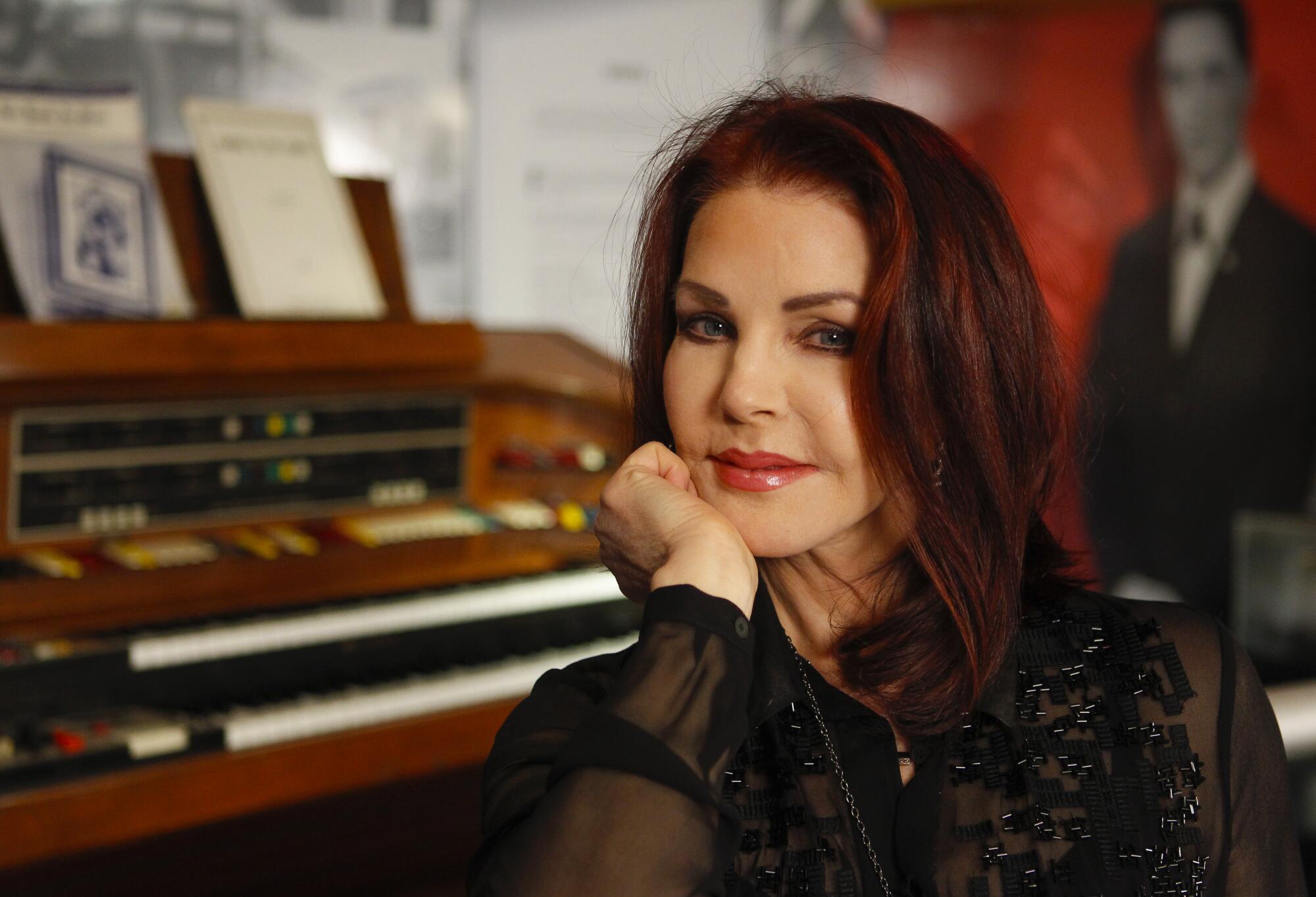 Priscilla Presley at the "60 years of Elvis" exhibit at Graceland Feb. 21, 2014, in Memphis, Tenn. 