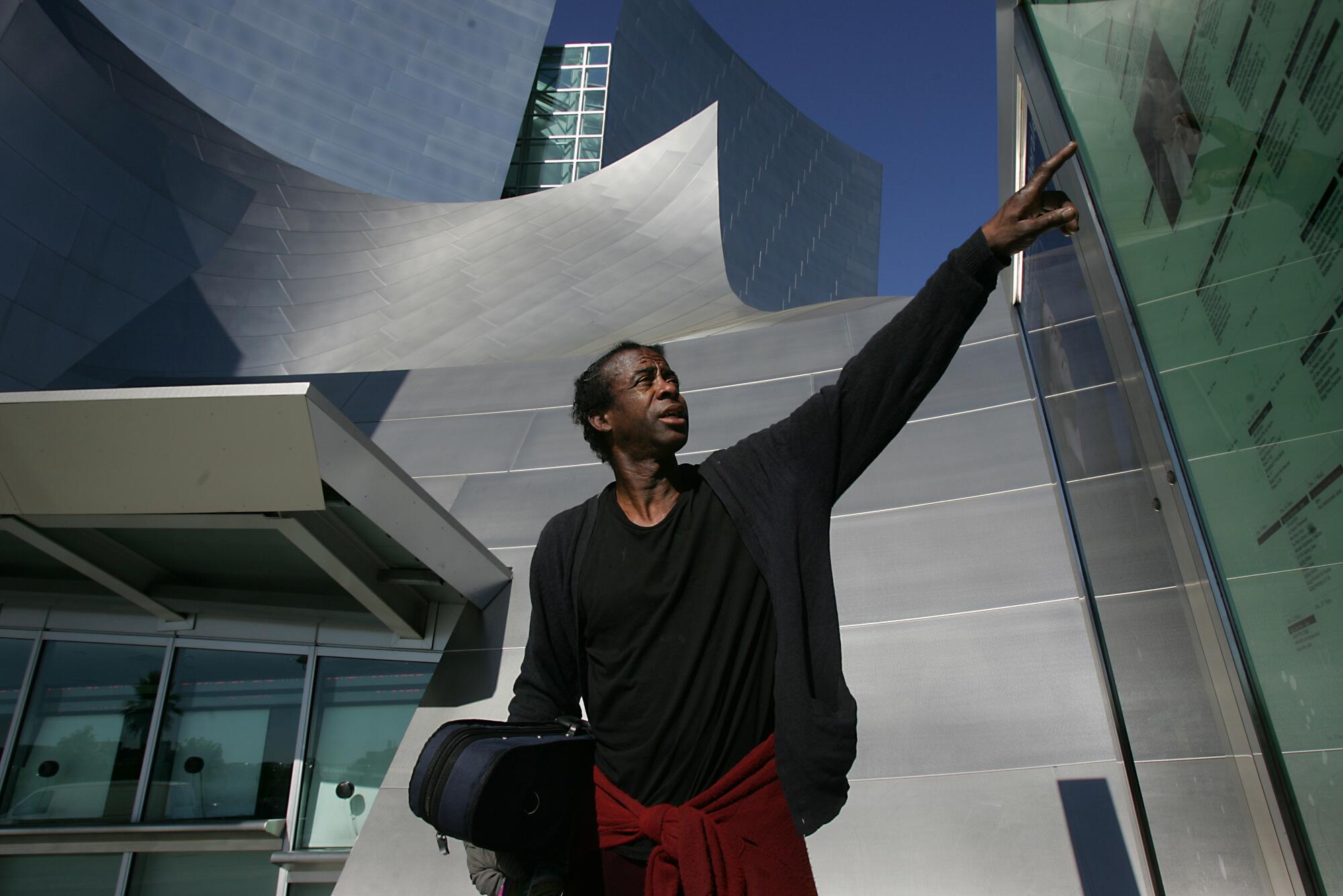 Ayers outside Walt Disney Concert Hall.