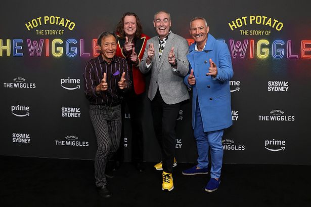 Jeff Fatt, Murray Cook, Greg Page and Anthony Field attend the Hot Potato: The Story Of The Wiggles world premiere in Sydney in October 2023