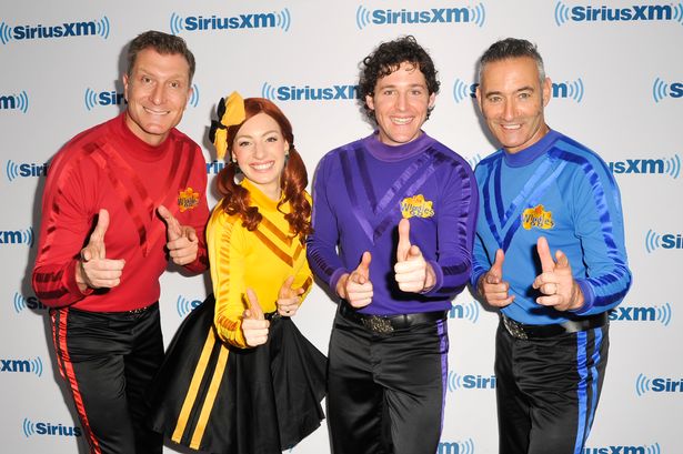 The second Wiggles line-up, left to right, Simon Pryce, Emma Watkins, Lachlan Gillespie and Anthony in New York in 2015