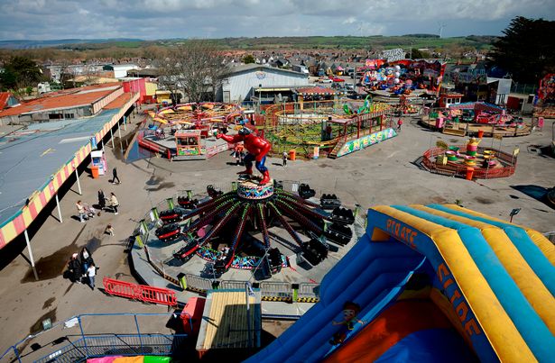 View of rides at Coney Beach