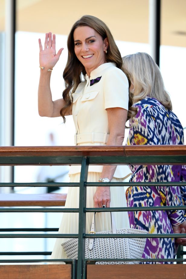 LONDON, ENGLAND - JULY 12: Catherine, Princess of Wales attends day thirteen of the Wimbledon Tennis Championships at the All England Lawn Tennis and Croquet Club at All England Lawn Tennis and Croquet Club on July 12, 2025 in London, England. (Photo by Karwai Tang/WireImage)