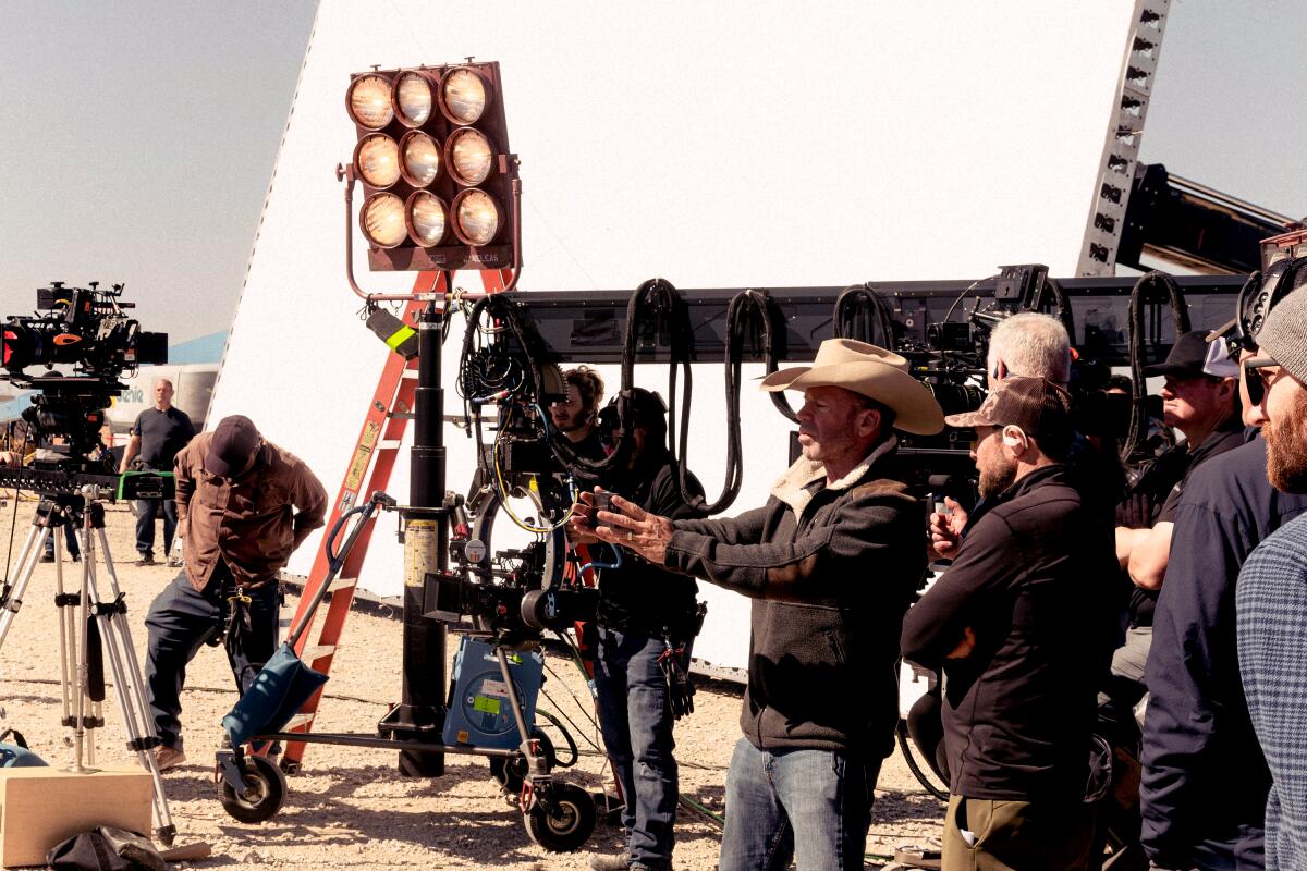 Taylor Sheridan films an episode of "Landman."