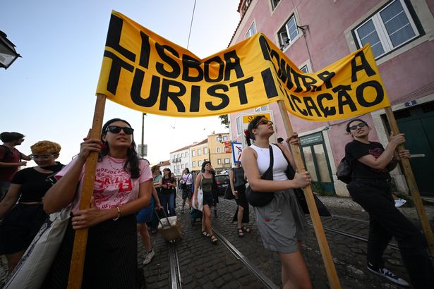Demonstrators in Lisbon pictured making their voices heard in the Portuguese capital last month.