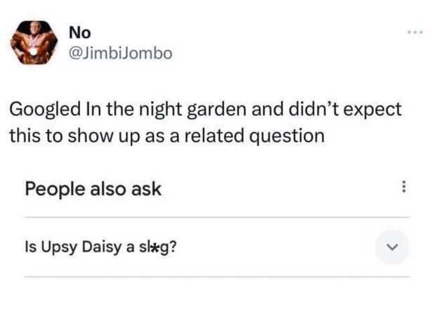 Parents on Facebook have reacted in their thousands to a Google search suggestion relating to In the Night Garden