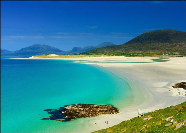 View from Seilebost over to the wonderful Luskentyre beach, which is often quoted in the top ten beaches in the world.
