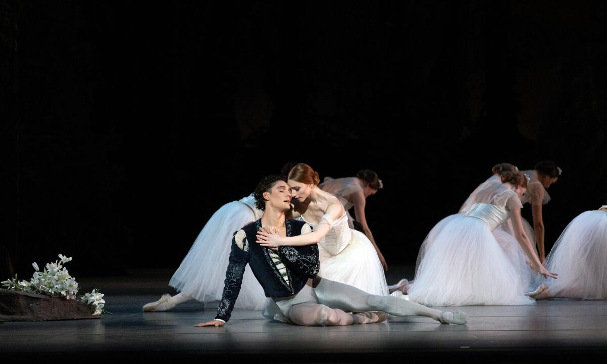 Catherine Hurlin as Giselle and Daniel Camargo as Albrecht in an American Ballet Theatre production of "Giselle."