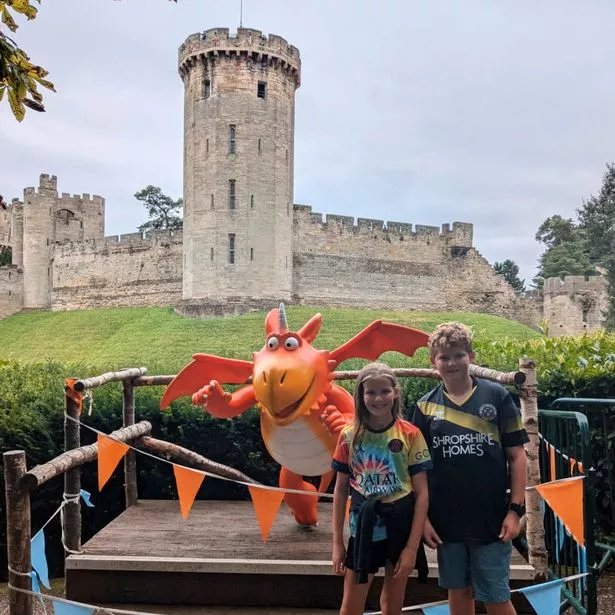 Kirsty's children with Zog at Warwick Castle