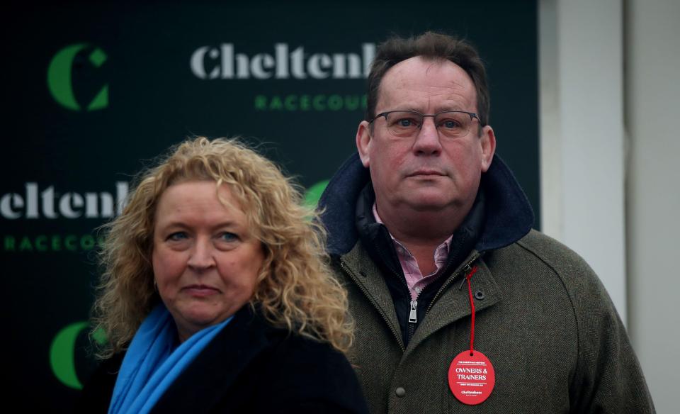Winning owners Su and Gordon Hall at the Cheltenham Racecourse.