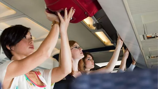 Passengers, airplane, cabin bags