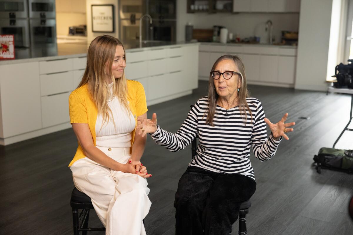 Molly Baz and Michelle Huneven in conversation at the Los Angeles Times Test Kitchen.