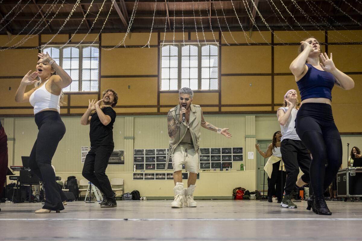 Adam Lambert performs during a rehearsal of "Jesus Christ Superstar." 