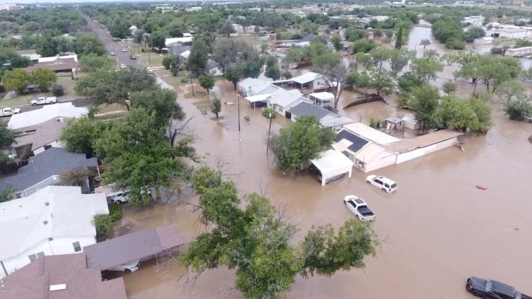 Flash floods along Guadalupe River in San Angelo, Texas