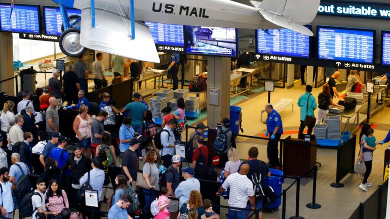 A TSA checkpoint at the airport