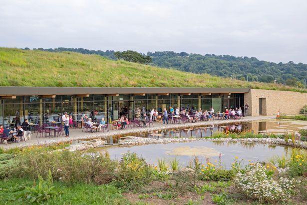The attractive grounds of Gloucester Services on the north bound M5 motorway, Gloucestershire, England, UK
