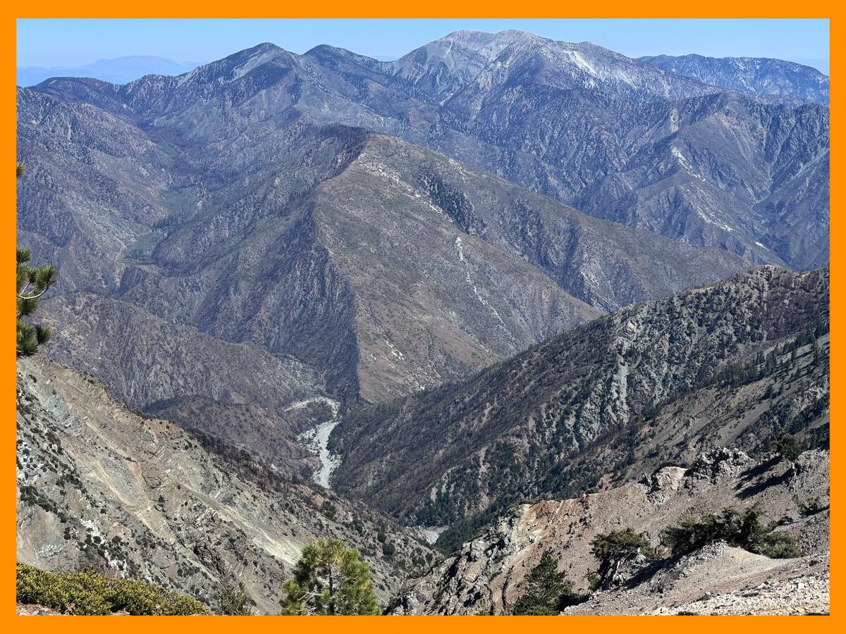 The San Gabriel Mountains as seen from the Mt. Baden Powell trail.