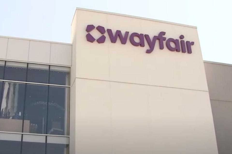 Wayfair building exterior with logo.