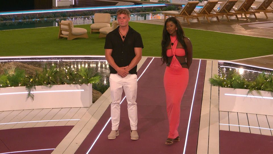 Ryan Bannister and Alima Gagigo on Love Island.