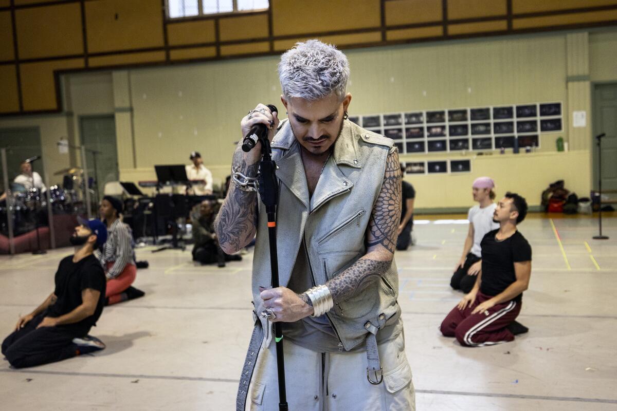 Adam Lambert performs during a rehearsal of "Jesus Christ Superstar."