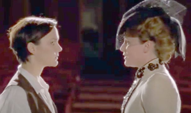 Two women look at each other 