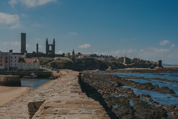 View from St Andrews pier showing castle in the distance