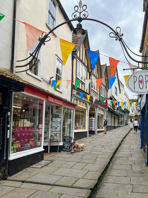 Catherine Hill shopping street in Frome is the main shopping area and is famous for having a stream flow down through the pavement