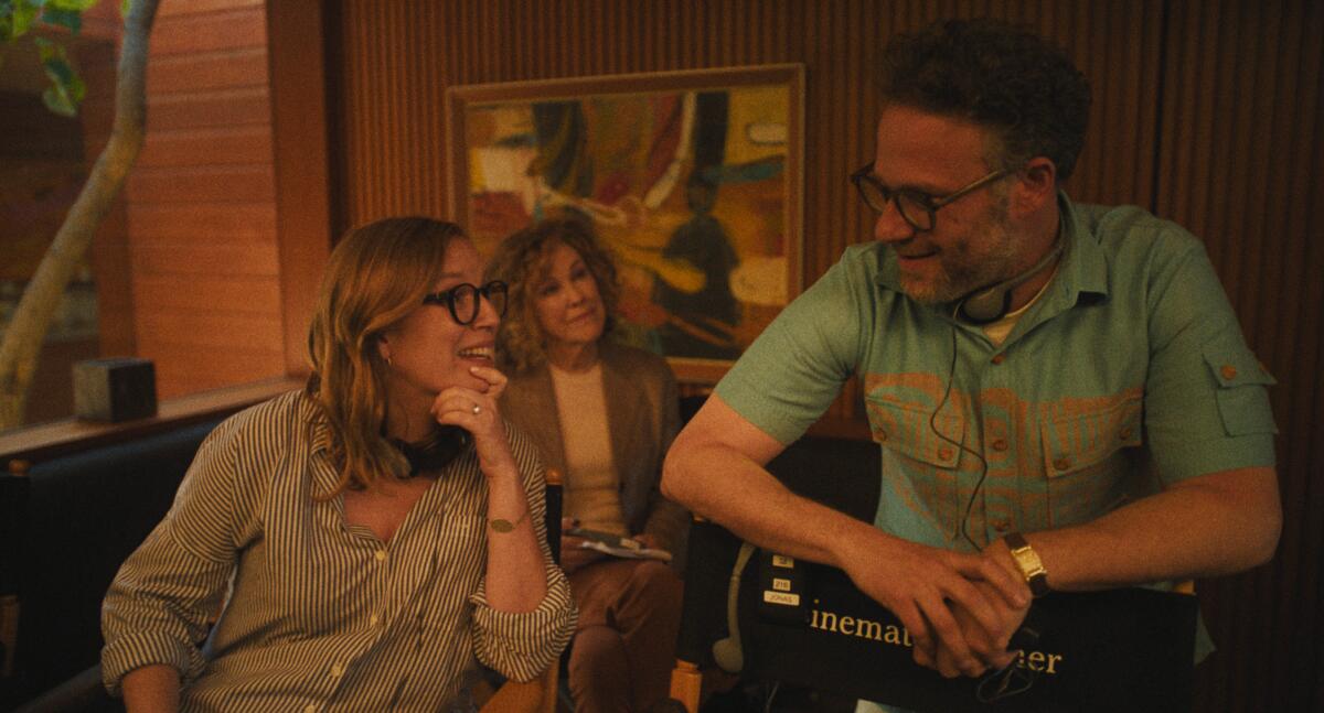 Sarah Polley, left, Catherine O'Hara and Seth Rogen in "The Studio."