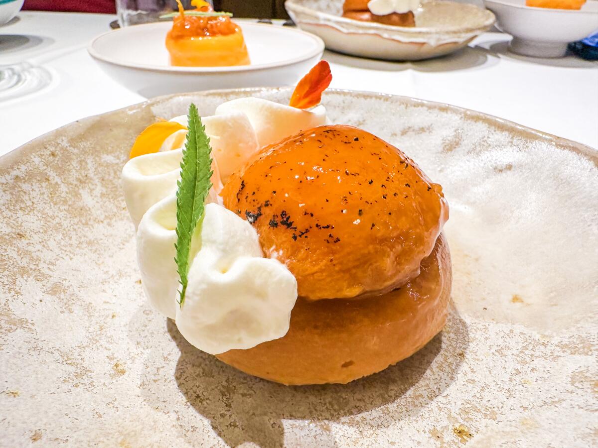Apricot savarin at Datil in Paris.