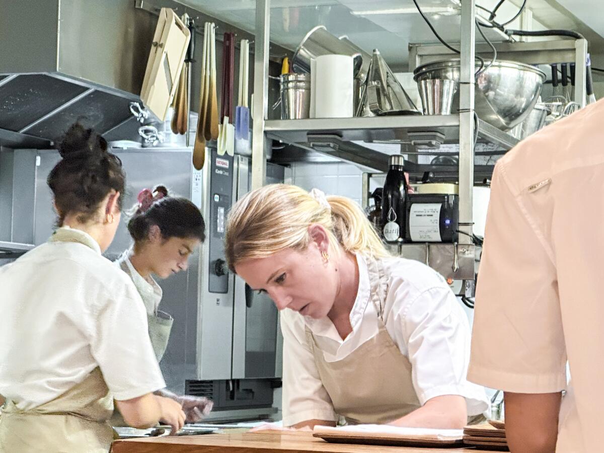 Manon Fleury, center, the chef and owner of Datil in Paris.