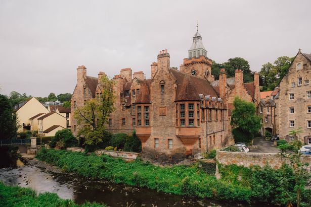 Dean Village in Edinburgh on a beautiful rainy day.