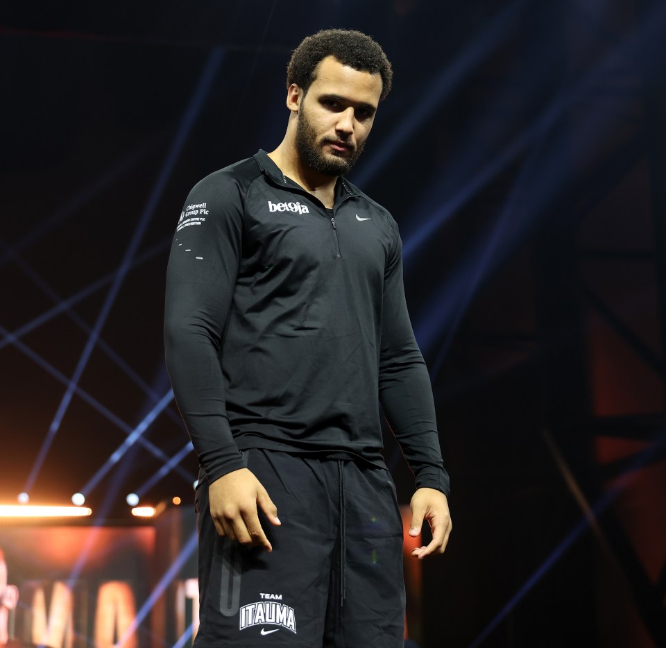 Moses Itauma on stage before a heavyweight fight.