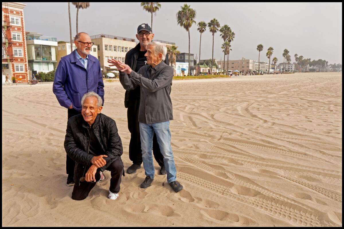 Frederick Fisher, from left, Thom Mayne, Craig Hodgetts and Eric Owen Moss recreate their famous 1980 photo.