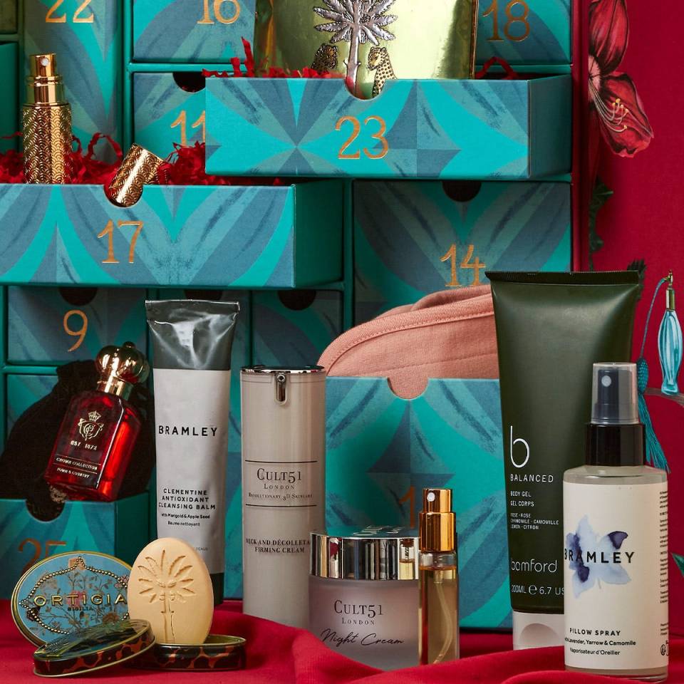Fortnum & Mason beauty advent calendar products.