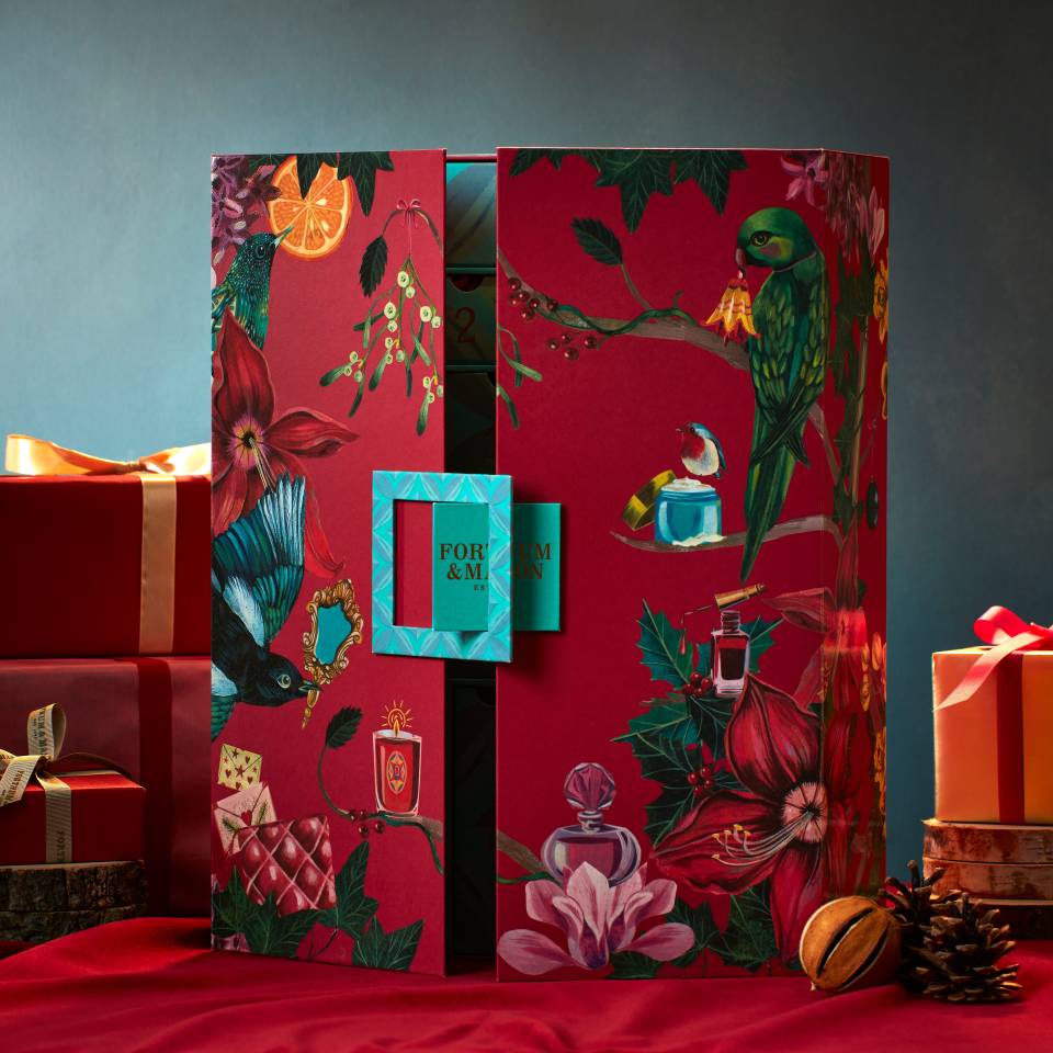 Illustration of an open Fortnum & Mason advent calendar.